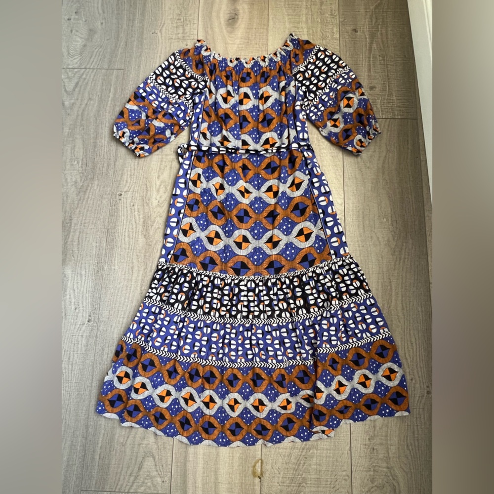 Anthropologie Abstract Flounced Off-The-Shoulder Patterned Maxi Dress - Picture 15 of 15